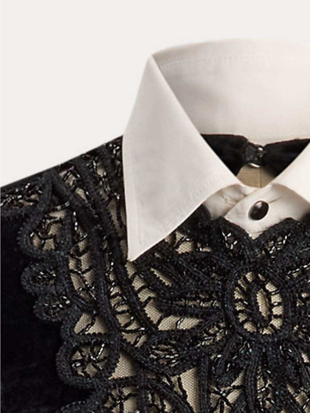 Ralph Lauren Collection Fall 25 Missy Black Hand Beaded Velvet Long Sleeve Top - Picture 3 of 16